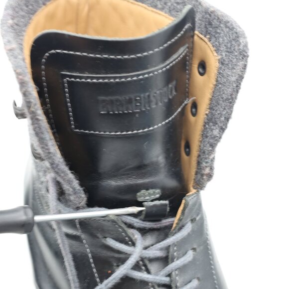 Birkenstock Timmins Men's Size EU 45 US 12 High Black Leather Boots Boiled Wool - Picture 10 of 13